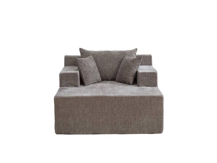 Fauteuil Modulaire - 1 Place - Sans Installation - Chenille - Sans Cadre - Compressé - Mousse Haute Densité - Moderne - Gris - Salon