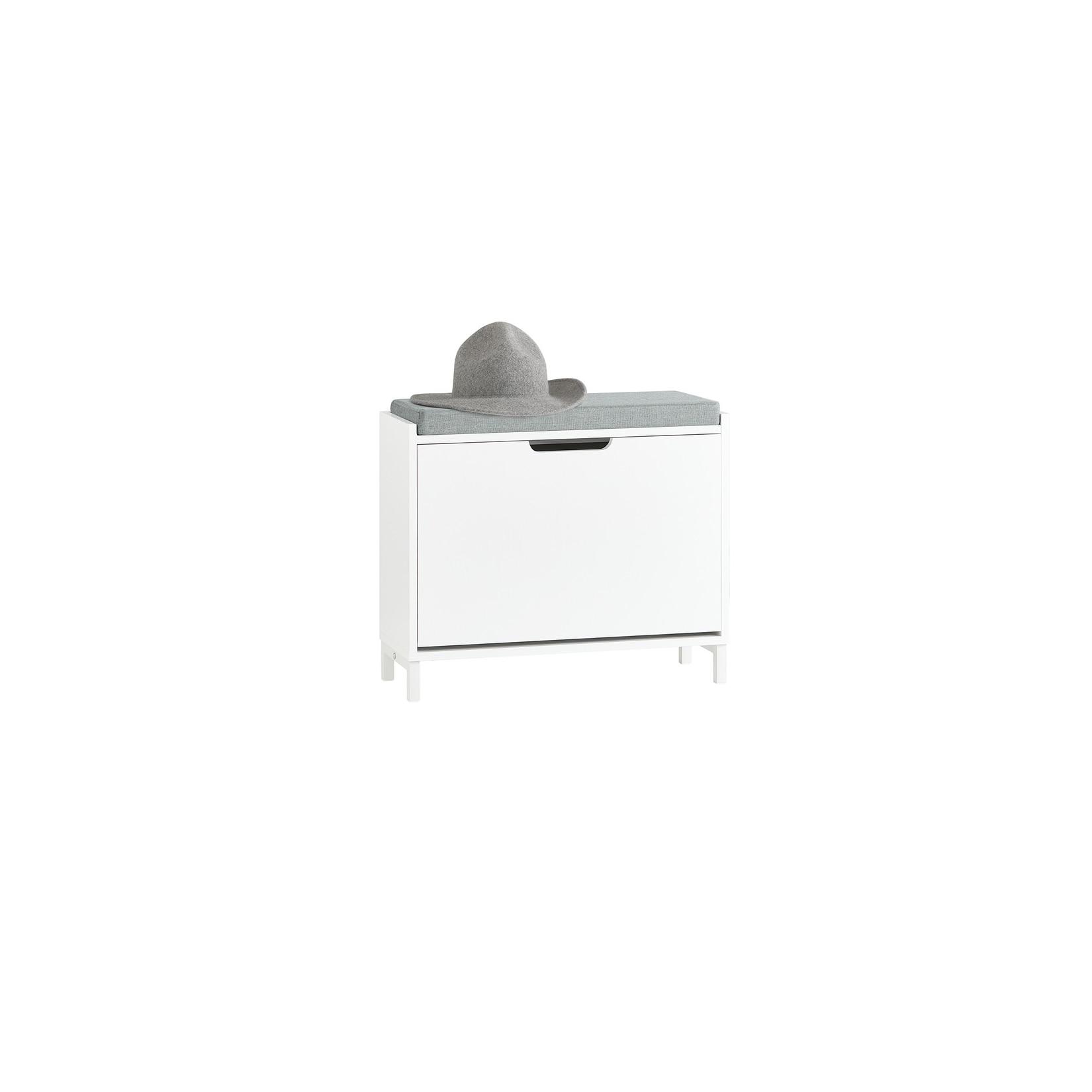 SoBuy Schuhbank mit 1 Tür Weiß 60x24x51cm Industriell