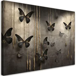 LEINWANDBILD Schwarze Schmetterlinge 3D 100x70cm