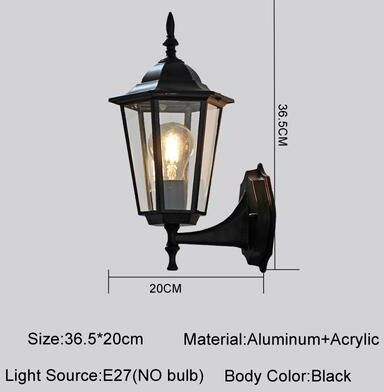 Youfap Market Retro Outdoor Waterproof Lighting, Europe Style Wall Lamp For Courtyard, Aisel Stairs, Residential Balcony Porch Fixture black Up