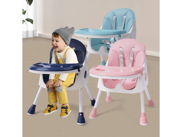 Chaise haute multifonctionnelle 2-en-1 pour bébé avec coussin en PU, plateau réglable à 5 positions, repose-pieds, chaise haute pour l'alimentation des bébés de 6 mois à 6 ans