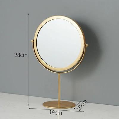 Uplifted Finds Retro Europe And America Metal Vanity Mirror Desktop Makeup Round Mirror Portable Household Rotating Dressing Mirror high Footed Mirror