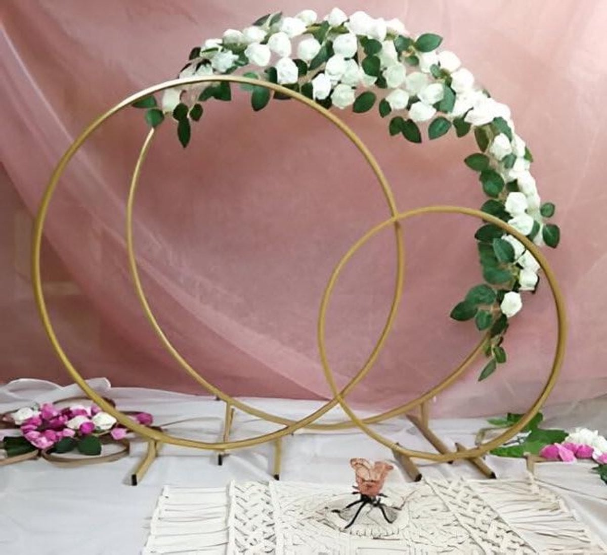 Gouden Metalen Tafelhoepel Bloemenstandaard Ring voor Decoratie - 60 cm