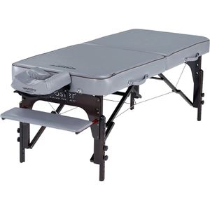 Master-Massage Massageliege Montour LX aus Holz mit Armauflage, 71 cm breit, 2 Zonen, taubengrau, klapp- & höhenverstellbar