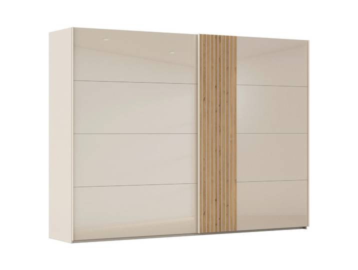 Novel Schwebetürenschrank, Eiche, Champagner, Glas, 8 Fächer, 301x223x68 cm, umfangreiches Zubehör erhältlich, in verschiedenen Größen erhältlich, Schlafzimmer, Kleiderschränke, Schwebetürenschränke