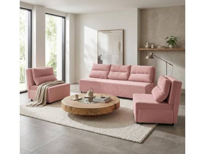 Family Meble Kimo Sitzgruppe, Sofa und 2 Sessel – Hellrosa – 308