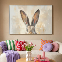 LEINWAND Bilder mit Rahmen - Hase - Ohren - Braun - 140x90