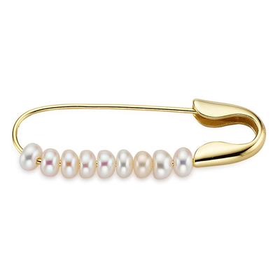 Anstecknadel "Schmuck Geschenk Brosche Sicherheitsnadel mit Muschelkernperlen", gold (gelbgoldfarben, weiß), ANISTON JEWELRY & WATCHES, Broschen, Damen, Perlen, Silber 925 (Sterlingsilber)