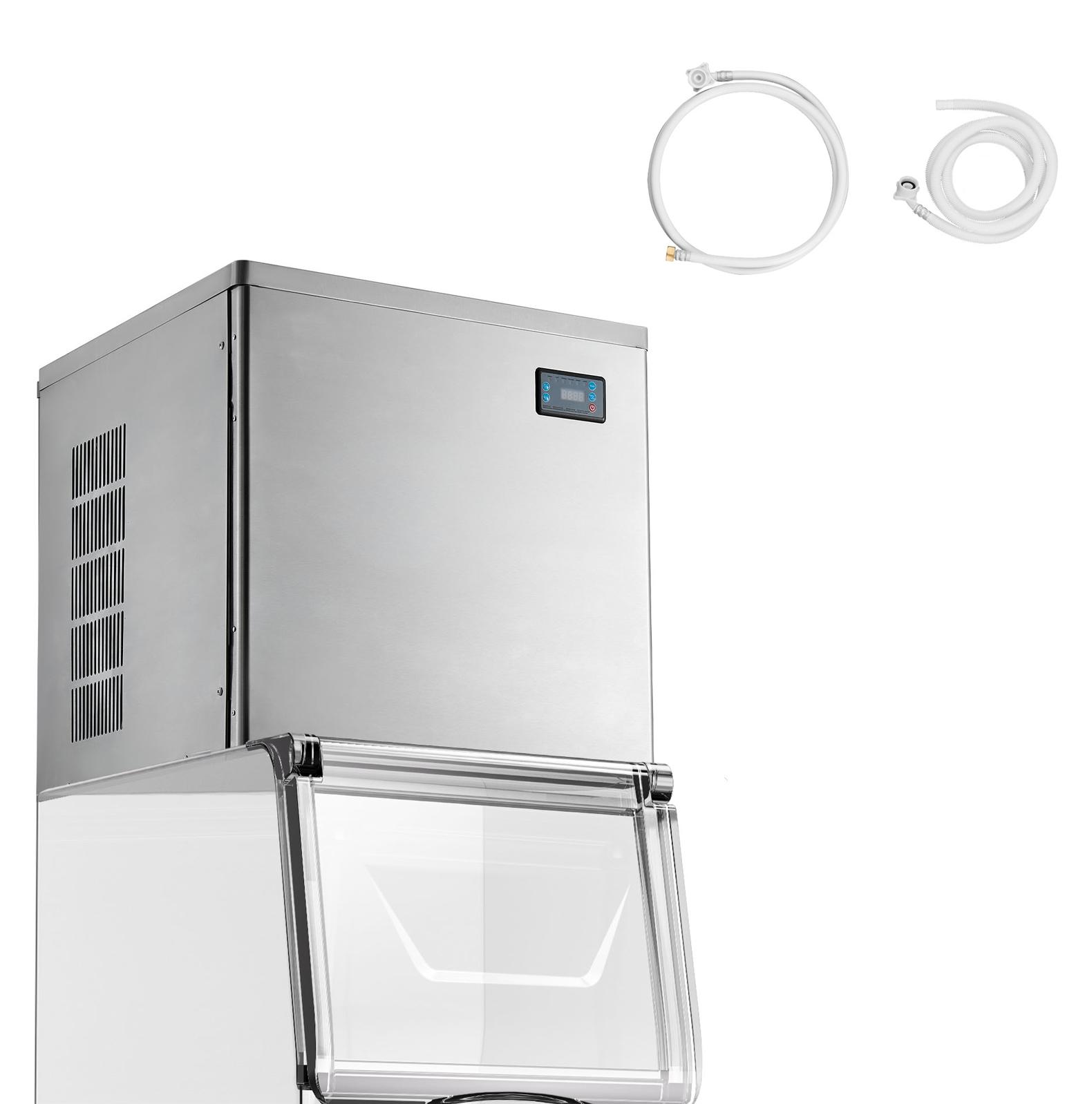 SucceBuy Gewerbliche Eismaschine - Edelstahlgerät mit einer Kapazität von 204 kg/Tag, ausgestattet mit intelligentem Bedienfeld, Selbstreinigungsfunktion und einstellbarer Eiswürfeldicke, perfekt für Restaurants, Bars, Cafés und Hotels - Nur Gerät