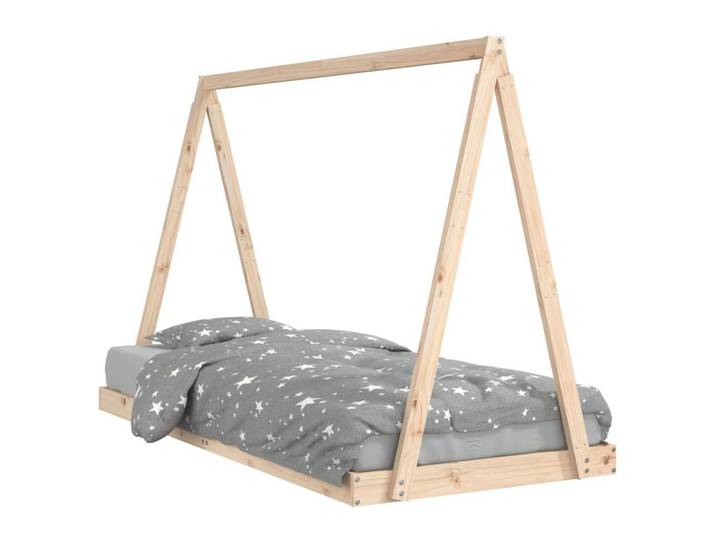 furnicato Kinderbett Massivholz Tipi-Design 209 x 94 x 134 cm (1-tlg), Tipi-Rahmen für Vorhänge und bodennahes Kleinkinderbett für Kinder