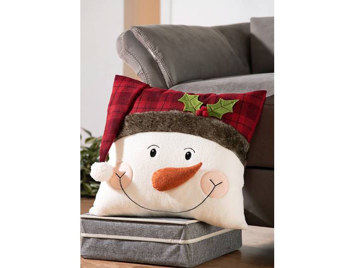 Kissenbezug mit Schneemannapplikation, Bunt