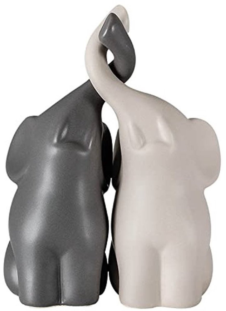 Decoratief Figuur Schattig Olifantenpaar - Keramiek met Glazuur - Beeldjes voor Decoratie en Jubilea