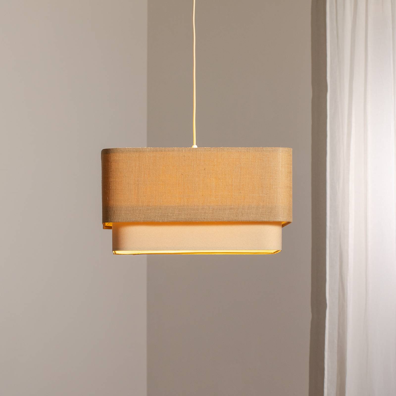 Hängelampe Kwadro Duo Maco Design, dimmbar, für Wohn- / Esszimmer, Textil / Stoff / Seide, Pendelleuchte