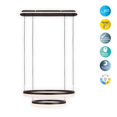 NÄVE LED Pendelleuchte "CIRCULO", schwarz, Ø 60cm H: 150cm, 2 Stk., Leuchten, CCT-Farbwechsler; Hintergrundbeleuchtung; Memoryfunktion; Nachtlicht, LED Pendelleuchte