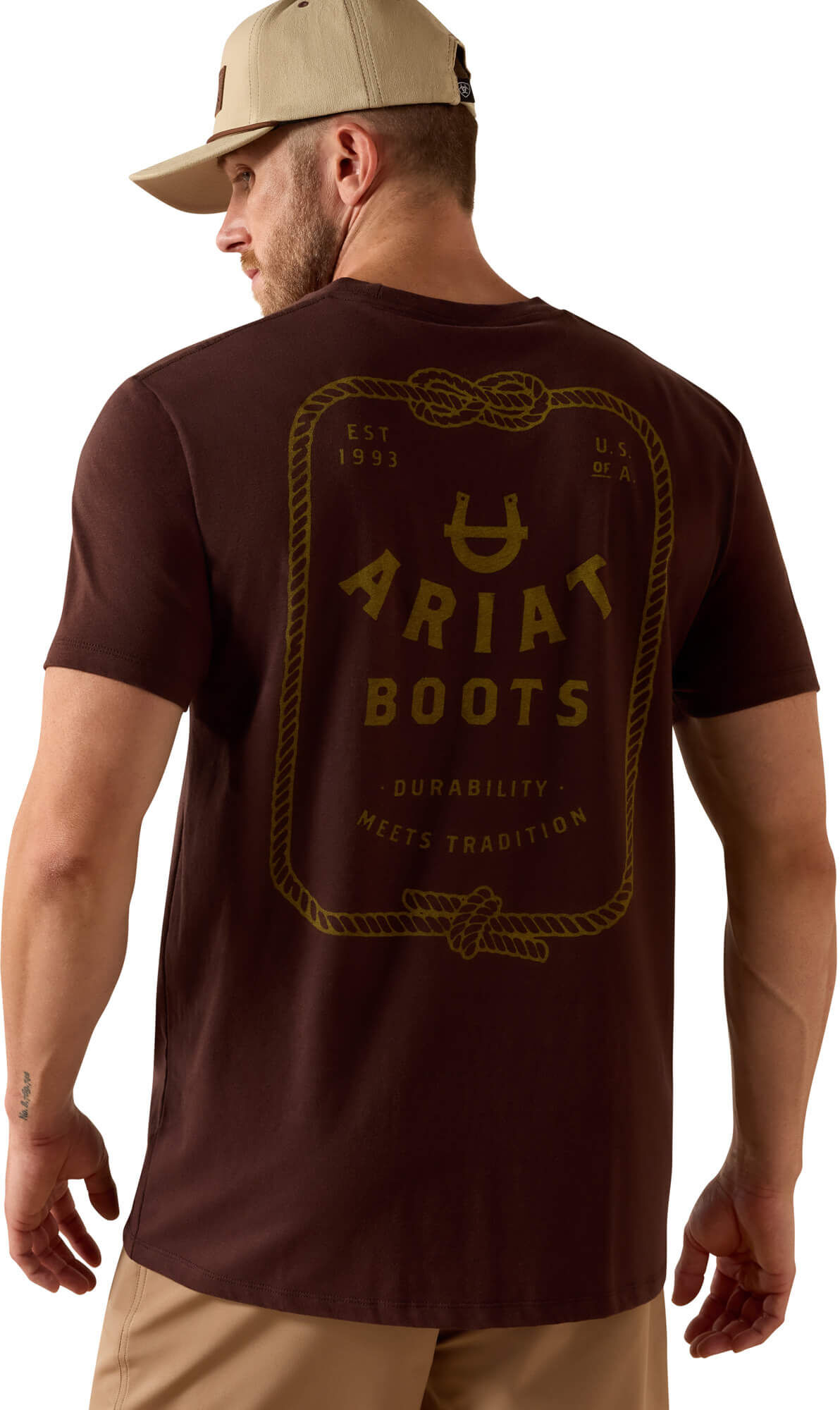 Men's Western Ropes Classic Fit T-Shirt in Puce Cotton, Size: Large by Ariat