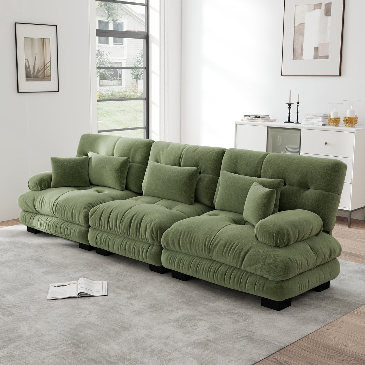 FloraGrace Hoekbank 3-Zits - Modulair - Groen Chenille