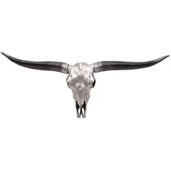 Décoshop26 - Longhorn-Bullenkopf-Trophäe dekorativer Schädel 132 cm Silber Wanddekoration für drinnen und draußen 04_0002846