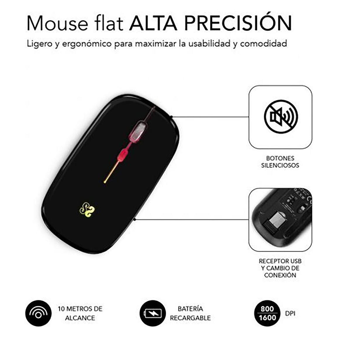 Subblim Raton LED Dual Flat Mouse Black (Kabellos) (SUBMO-LDFLAT1)