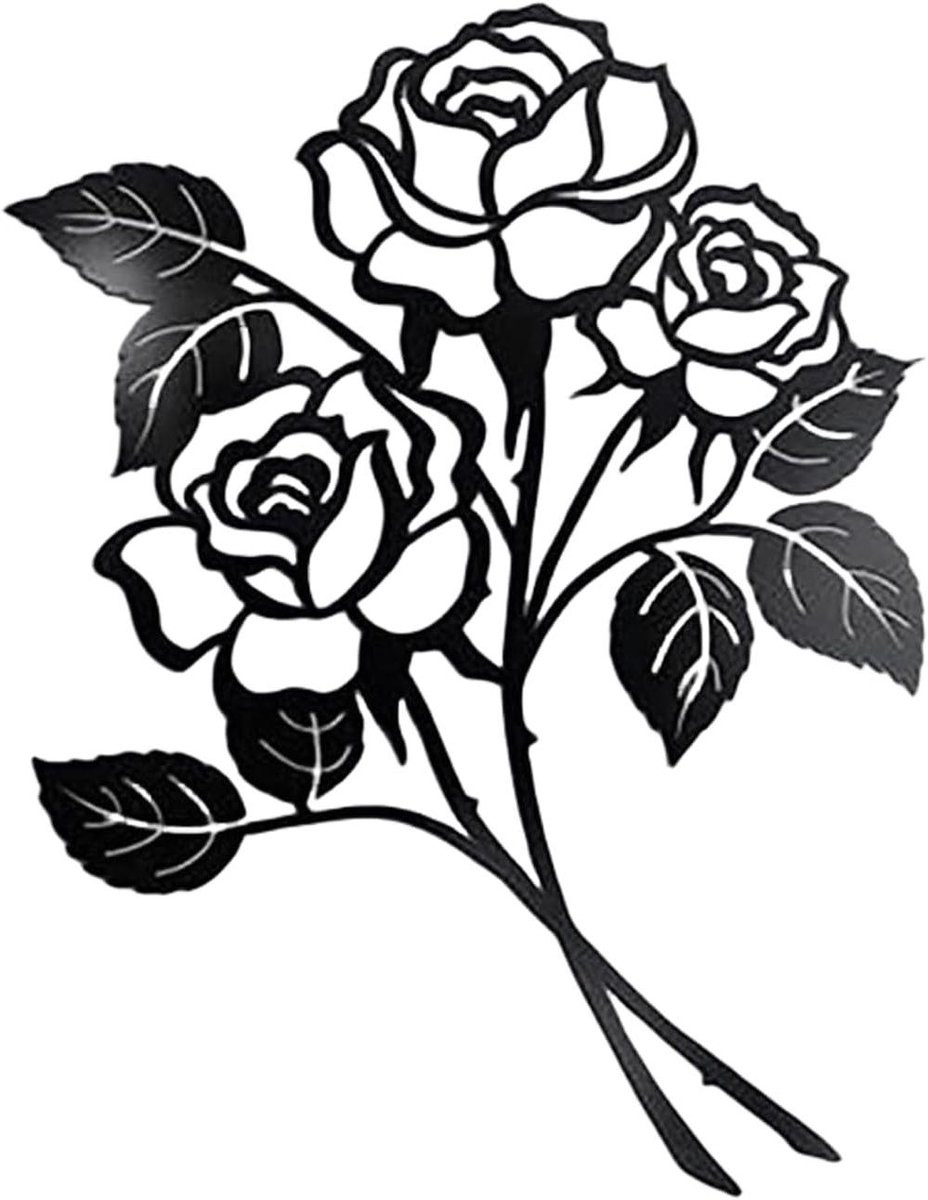 Handgemaakte metalen bloem sculptuur met rozen als wanddecoratie in meerkleurig design
