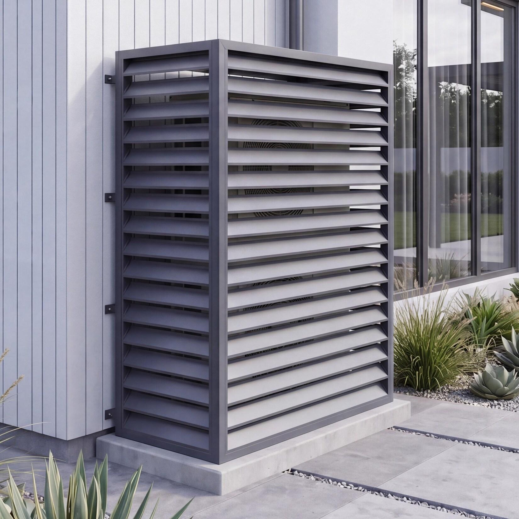 Verkleidung für Klimaanlage/Wärmetauscher MCW-O43, Abdeckung Schutzgitter, Metall 164x127x65cm ~ anthrazit