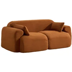 MODFU Zweisitzer-Sofa aus Cord Braun mit rundum gepolsterter, abgerundeter Form