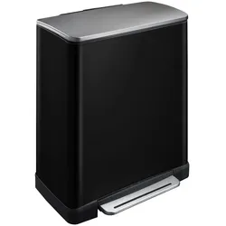 Proregal Stilvoller rechteckiger Treteimer mit extra breitem Pedal | 28+18 Liter, HxBxT 65x50x34,5cm | 2 Inneneimer aus Kunststoff | Schwarz