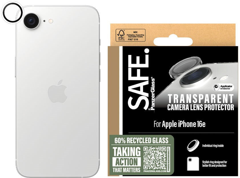iPhone 17e / 16e Safe By PanzerGlass Genanvendt Kameralinsebeskyttelsesglas - Gennemsigtig