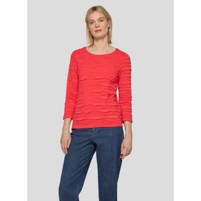 3/4-Arm-Shirt RABE, Damen, Gr. 38, rot (koralle), Jersey, Obermaterial: 68% Viskose, 28% Polyester, 4% Elasthan, Strukturmuster, regular fit taillenbedeckt, Rundhals, Shirts 3/4-Arm-Shirt, mit Struktur Muster