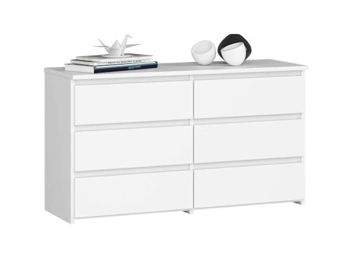 AKORD Kommode CL-100 mit 6 Schubladen Komodenschrank Funktional Für Wohnzimmer Für Schlafzimmer Langlebig Rollenführung ABS-Kante 35x100x57cm Weiß