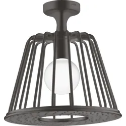 Hansgrohe AXOR LampShower/Nendo Kopfbrause mit Deckenanschluss, Brushed Black Chrome, 275 mm, Rain Strahl, integrierte LED-Beleuchtung