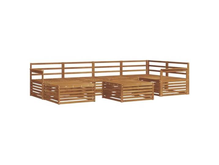 PUGYNBK Möbel-Set für den Außenbereich, Akazie, 7-teilig, Natur Robustes Massivholz, modulares Sofa, Terrasse, Garten, lackiert vor leichtem Regen