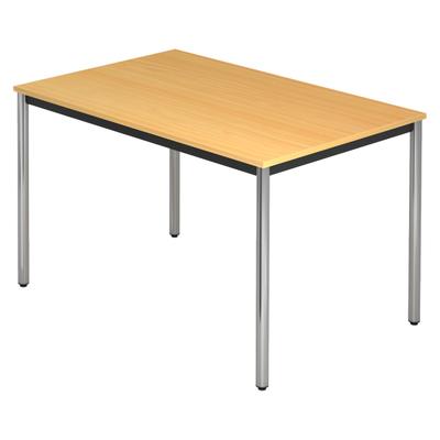 bümö Multifunktionstisch Buche, Tisch 120 x 80 cm, Tischfuß verchromt - einfacher Tisch klein, Besprechungstisch System D-Serie, Konferenztisch,