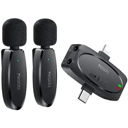 Yesido Drahtloses MEMS-Mikrofon x 2 mit USB-C/Lightning-Sender, Mikrofon