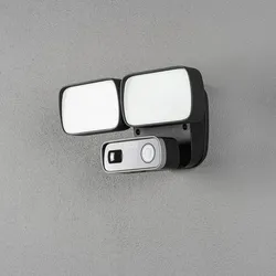 Konstsmide LED Außenwandleuchte SMARTLIGHT DOUBLE, mit Sensor + HD Kamera, 24W 5000K 2400lm, Metall schwarz / Kunststoff KON-7869-750