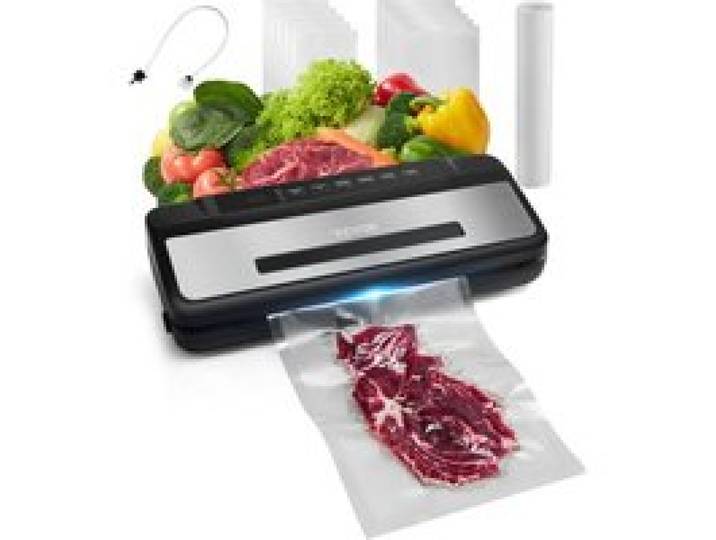 VEVOR Machine Sous Vide Alimentaire, 120 W, Machine à Emballer Mise Sous Vide Aliments 80 kPa, Appareil de Scellage à Air Automatique Multifonctionnelle Compacte 7 en 1 avec Coupeur Intégré, 10 Sacs