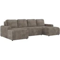 WOHNLANDSCHAFT NESSARO U Hellbraun Cord