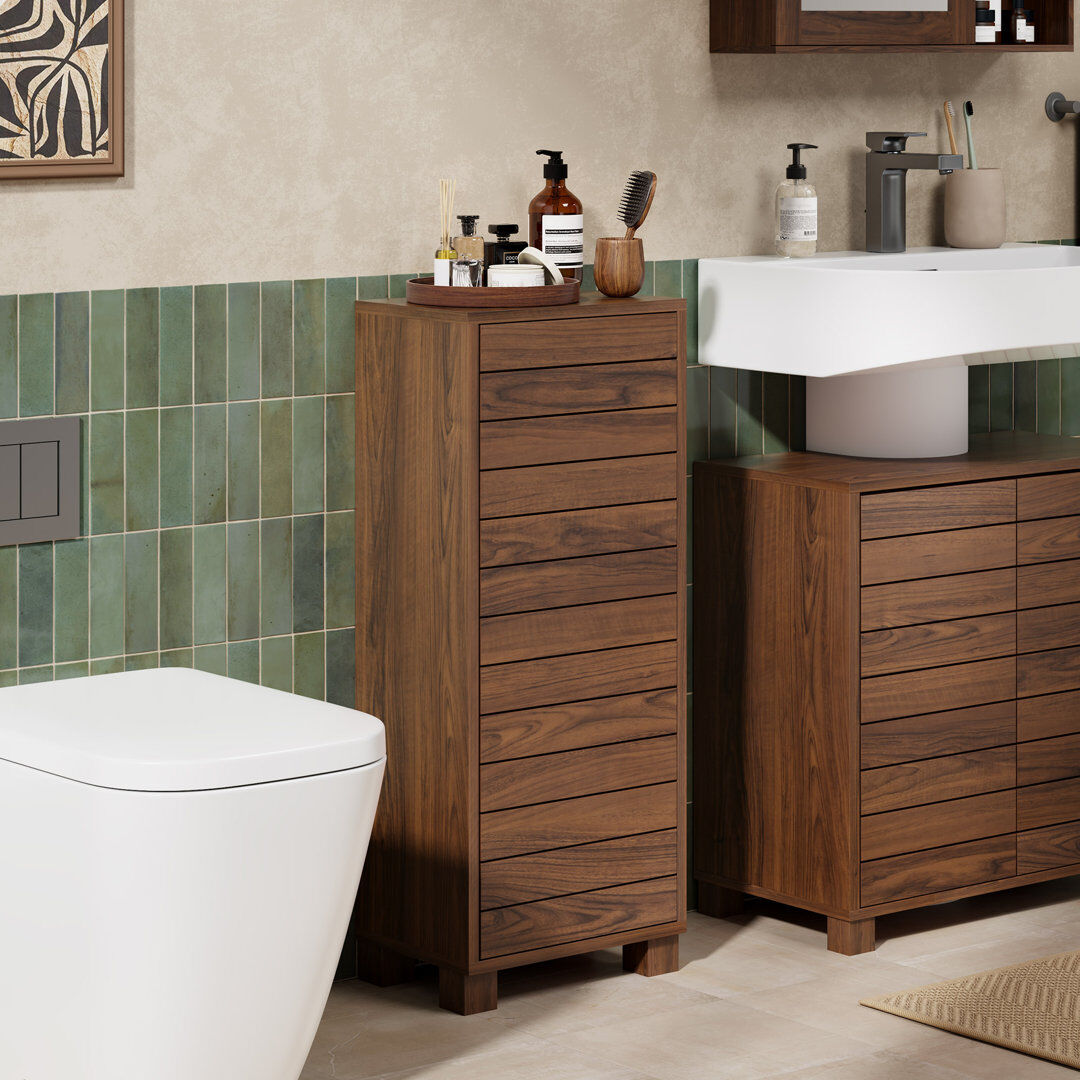 VonHaus Chester Freestanding Bathroom Cabinet Dark Wood 83.5cm H X 34cm W X 23cm D