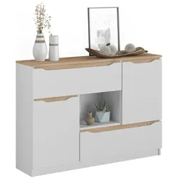 Vicco, Kommode + Sideboard, Sideboard Ruben, Weiss/Artisan-Eiche, 120 x 83.6 cm (120 x 30 x 83.60 cm)