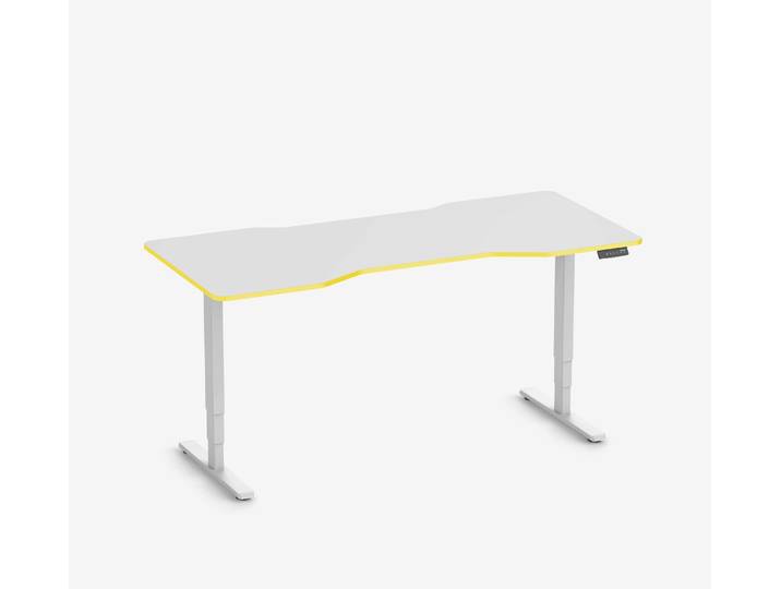 FOKUS Gamingschreibtisch Weiß 180x80 Cockpit Yellow Cab