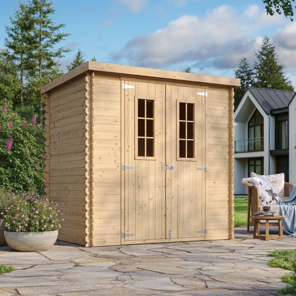 TIMBELA M311C+M311G Holzhaus Gartenhaus+Boden Imprägnierte B204xL142xH200 cm/ 2,22 m2