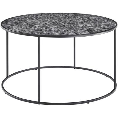 Couchtisch SALESFEVER "Coffeetable Wohnzimmertisch für gemütliche Stunden", schwarz, B:80cm H:45cm T:80cm, Metall, Glas, Tische, Couchtisch, Glasplatte mit Strukturoptik