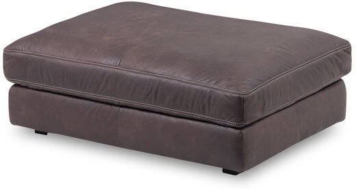 Ebern Designs Parven II 123cm Wide Genuine Anilin Leather Rectangle Solid Colour Standard Ottoman Brown 45cm H X 123cm W X 93cm D