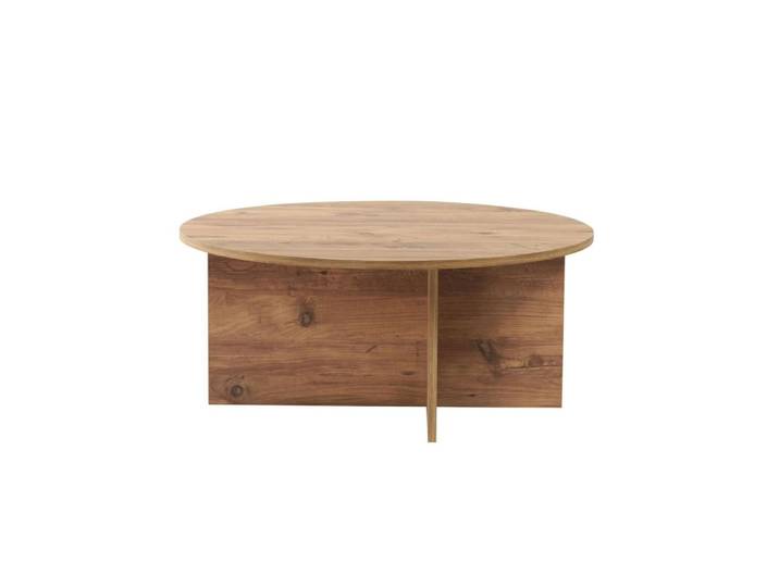 Table basse ronde moderne - décor pin