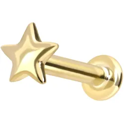 14 Karat Gold Labret mit Innengewinde STERN