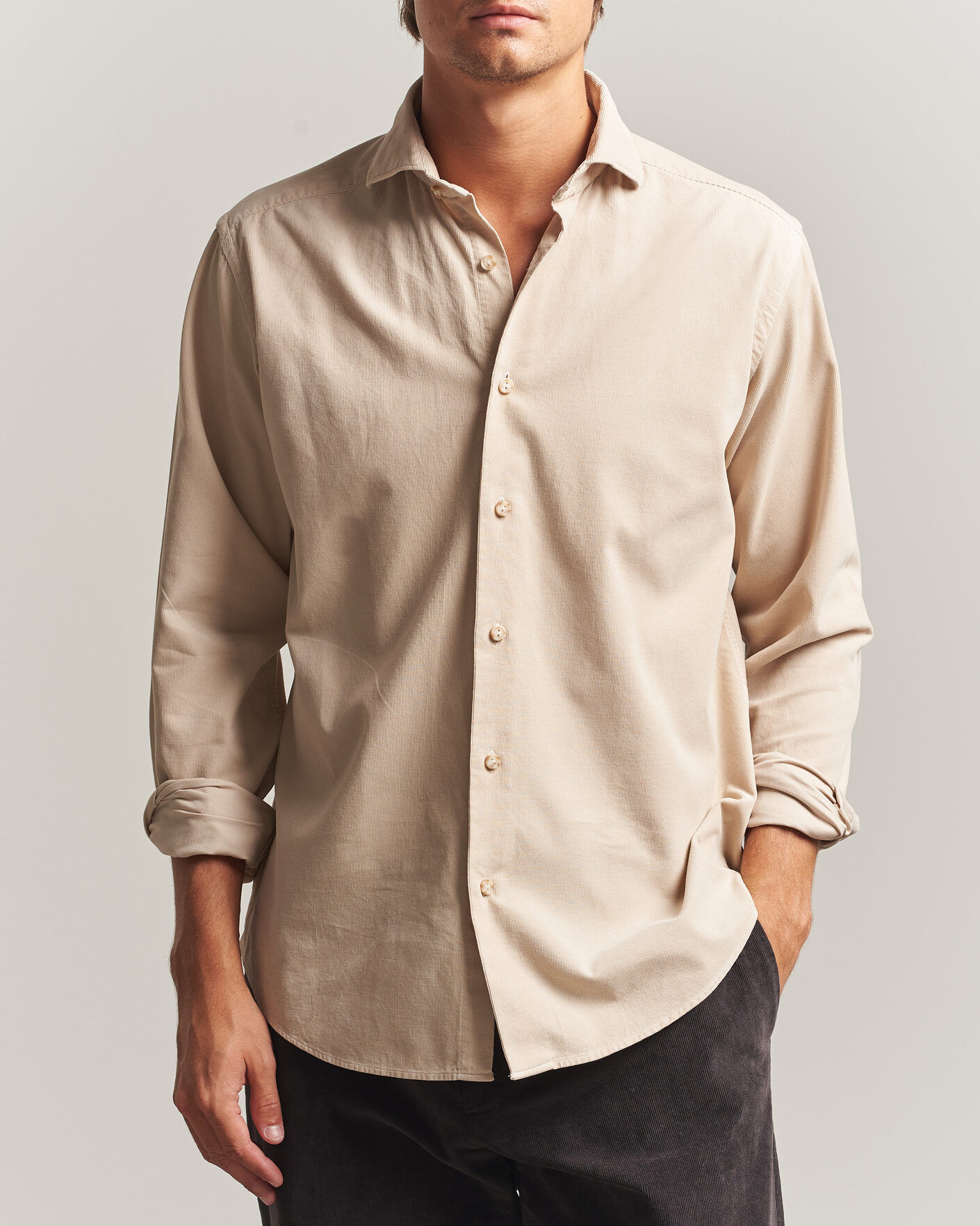 Eton Casual Fit Corduroy Shirt Beige men M Beige