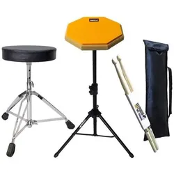 keepdrum Übungspad Practice Pad Orange Set mit Hocker, Schlagzeug Zubehör, Orange