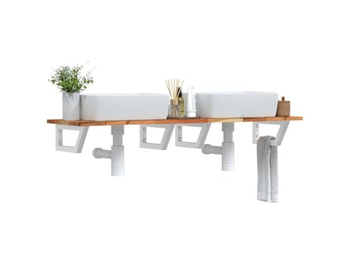 WXGTBKPR Waschbeckenregal Wandmontage 140x40 cm, Schweberegal aus massivem Akazienholz mit Stahlhalterungen, Ablage für Bad Waschtisch