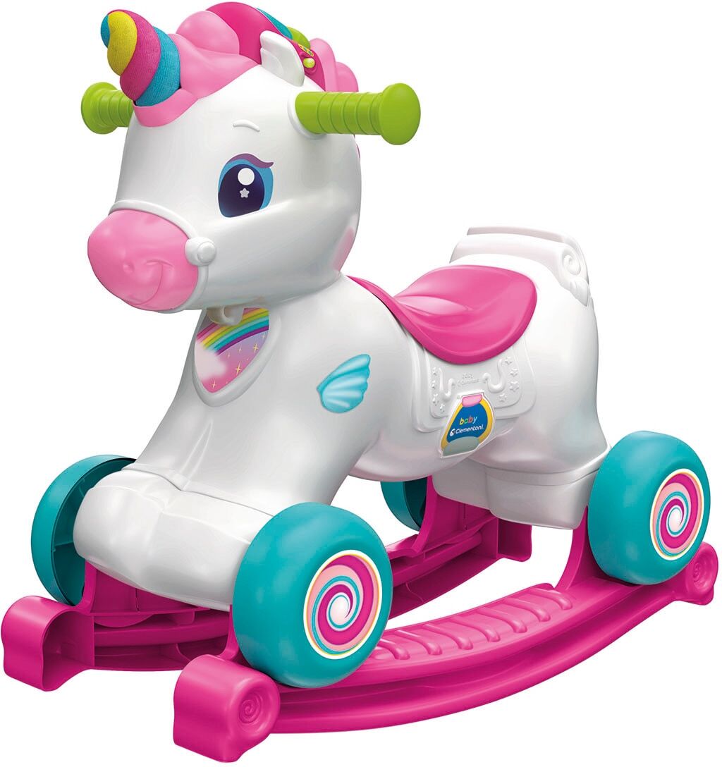 Clementoni Correpasillos-Balancín el Caballito o Unicornio . Rosa