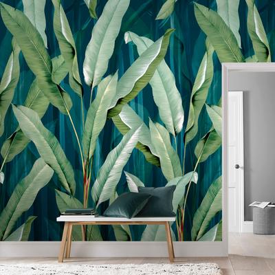 Fototapete SUPERFRESCO EASY "Blätter", blau (blau, grün), B:2m L:2,8m, Vlies, Tapeten, Blau/Grün - 280cmx200cm