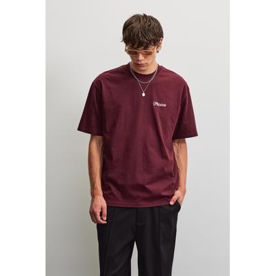 T-Shirt PEGADOR "Carloforte Oversized Tee", Herren, Gr. M, rot (washed dunkelrot), Single Jersey, Obermaterial: 100% Baumwolle, bedruckt, oversize normal, Rundhals, Shirts T-Shirt, Baumwolle, oversize
